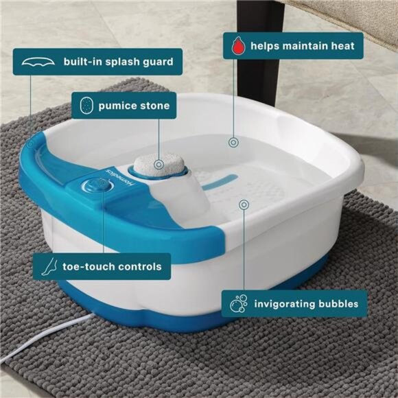 Bubble Mate Foot Spa, Toe Touch Controlled Foot Bath with Invigorating - Picture 4 of 7